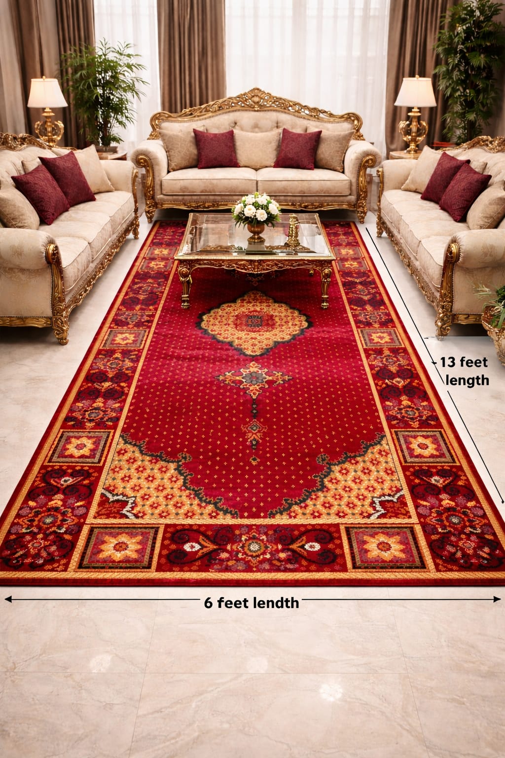 Luxury Central Piece Carpet 6x12 Ft – Soft Plush Floor Rug | Non-Slip | Living Room & Bedroom Décor