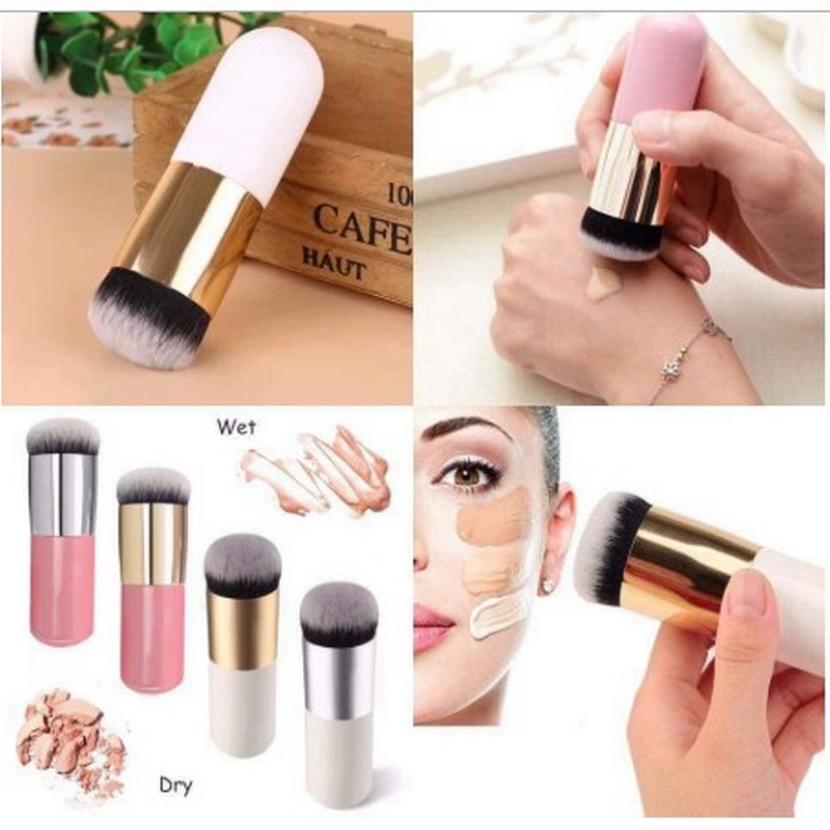 Julystar 1pc Kabuki Cosmetic Brush Plastic Handle Makeup Brush Foundation - Dermatologically Tested Formula