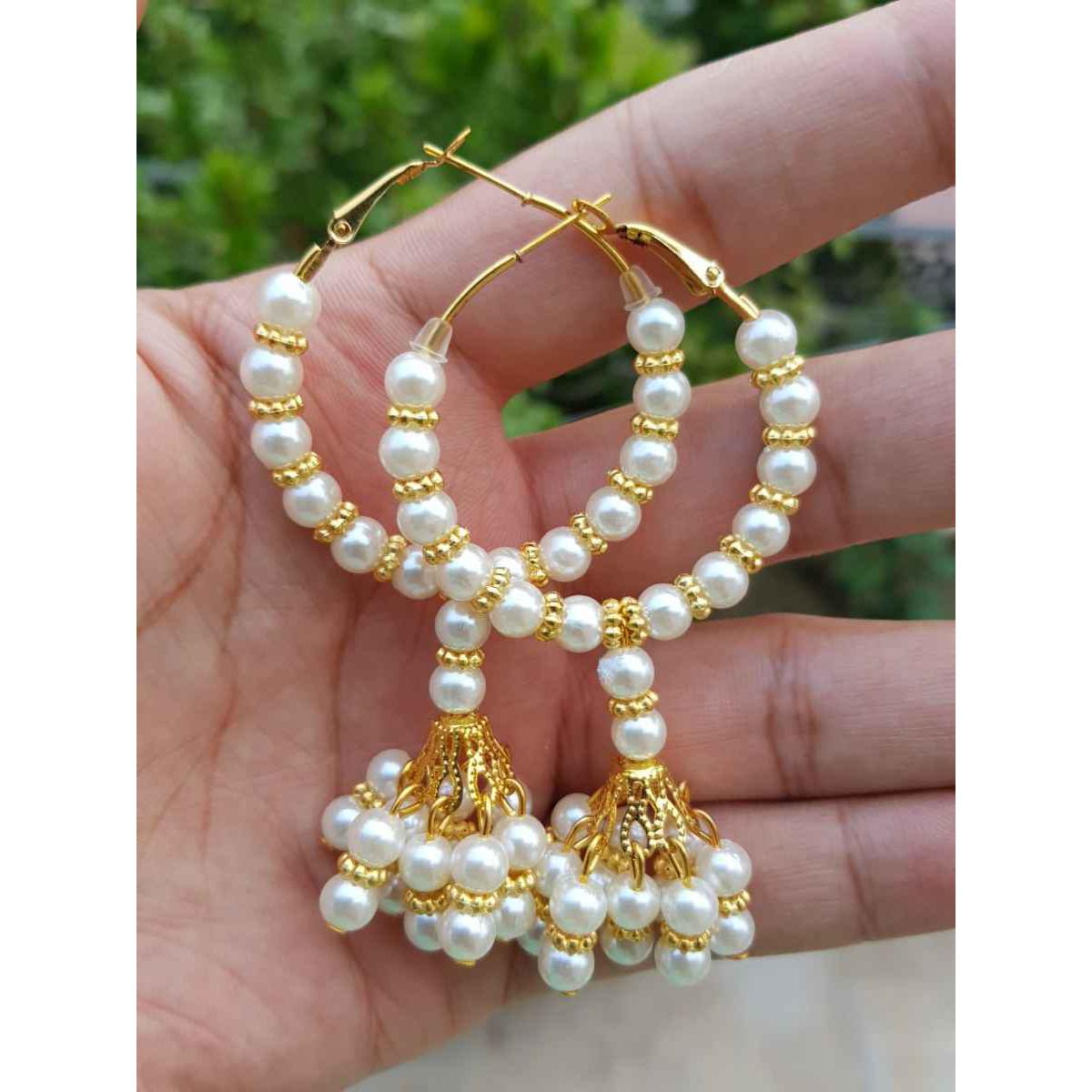 High Quality Delicate long Classy Tassel Pearls Jhumka Trendy Earring