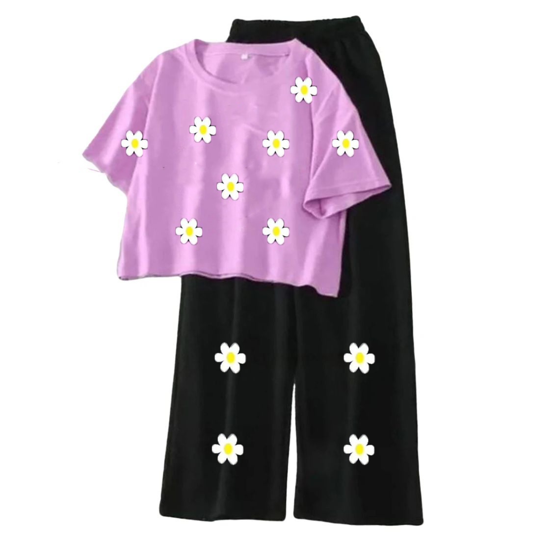 Comfortable Crop Top and Flapper Trouser Combo for Women and Girls
