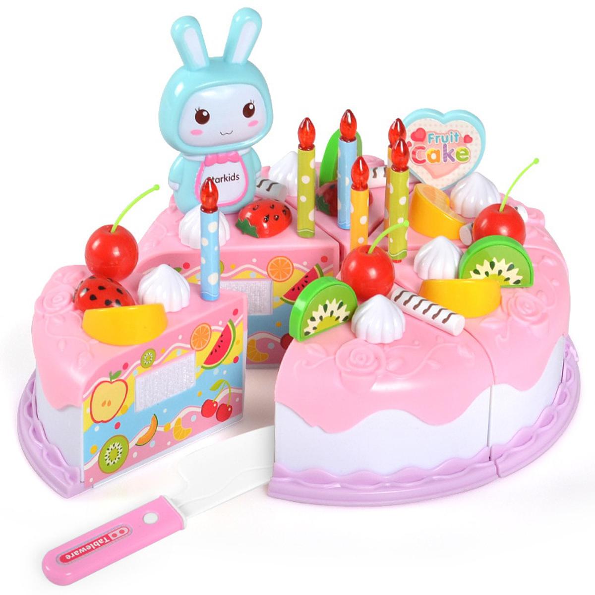 37Pcs Kitchen Cutting Toys Birthday Cake Pretend Play Food Toy Set for Kids  Girl | eBay