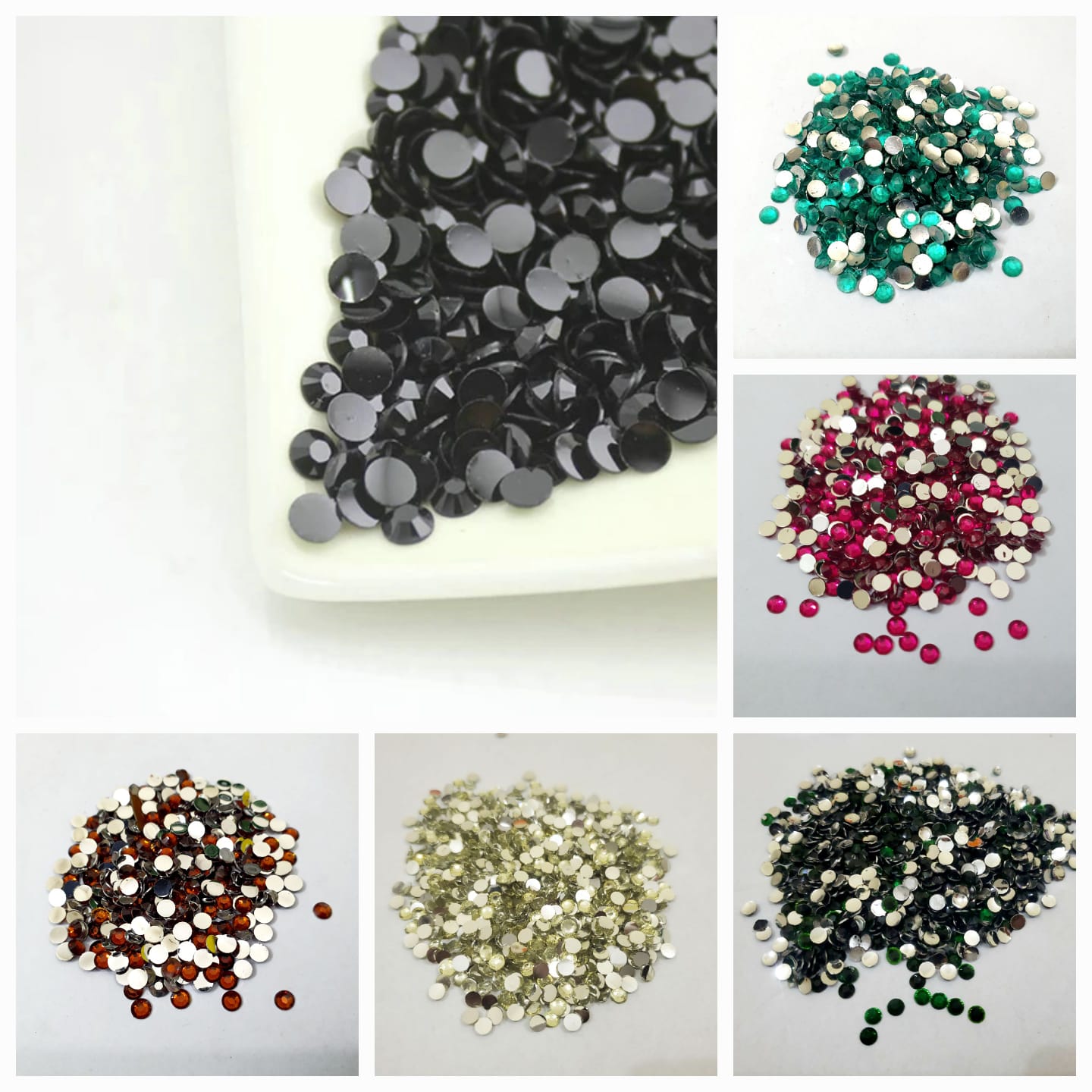300 Plus Pcs Shiny Kundan Beads DIY Sewing Craft Sets Small Size 4mm Resins