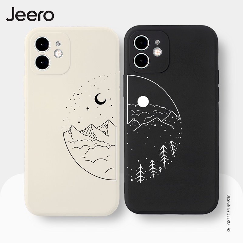 Jeeroo Soft Silicone Couple Cartoon Aesthetic Funny Fashion Shockproof Square Phone Case Cover Casing Iphone 13 12 11 Pro Max Se X Xr Xs 8 7 Ip 6s 6 Plus Hfc131