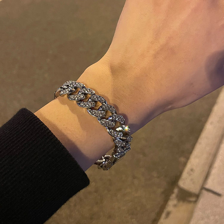 Diamond Cuban Chain Bracelet Fashion Men's Fashion Hip Hop