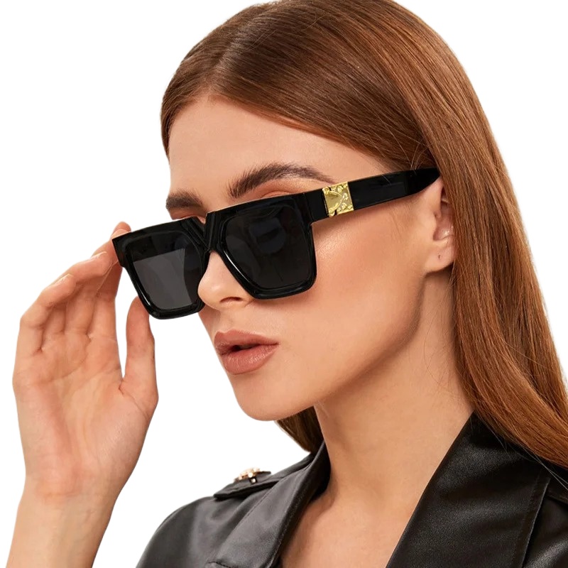 Rectangle Shape Sunglasses For Women - Luxury Sun Glasses For Girls - Black Retro Fashion 2024 Sunglasses For Men