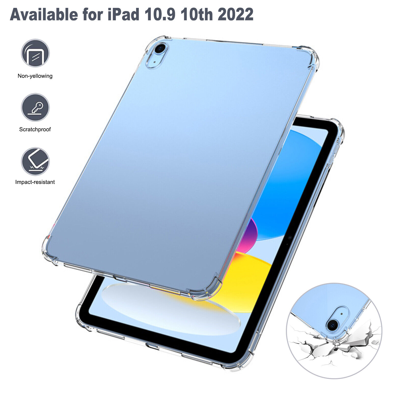 Case For 10th/11th Generation 10.9 inch 2022 Clear Case TPU, Shockproof Transparent Back Cover A2757, A2696