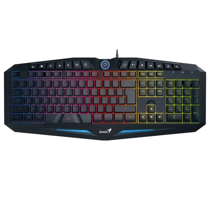 ENRG Scorpion Gaming Keyboard Full Membrane Switch Mechanical Like Feel Rainbow LED Backlit With 10 Multimedia Keys Dust And Water Resistance Ergonomic Design - Black