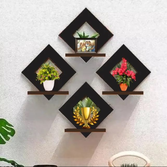 Set Of 4 Decorative Wooden Wall Art Wall Shelves For Bedroom Number of Shelves 4 Wooden Wall Shelf - Wooden wall decor