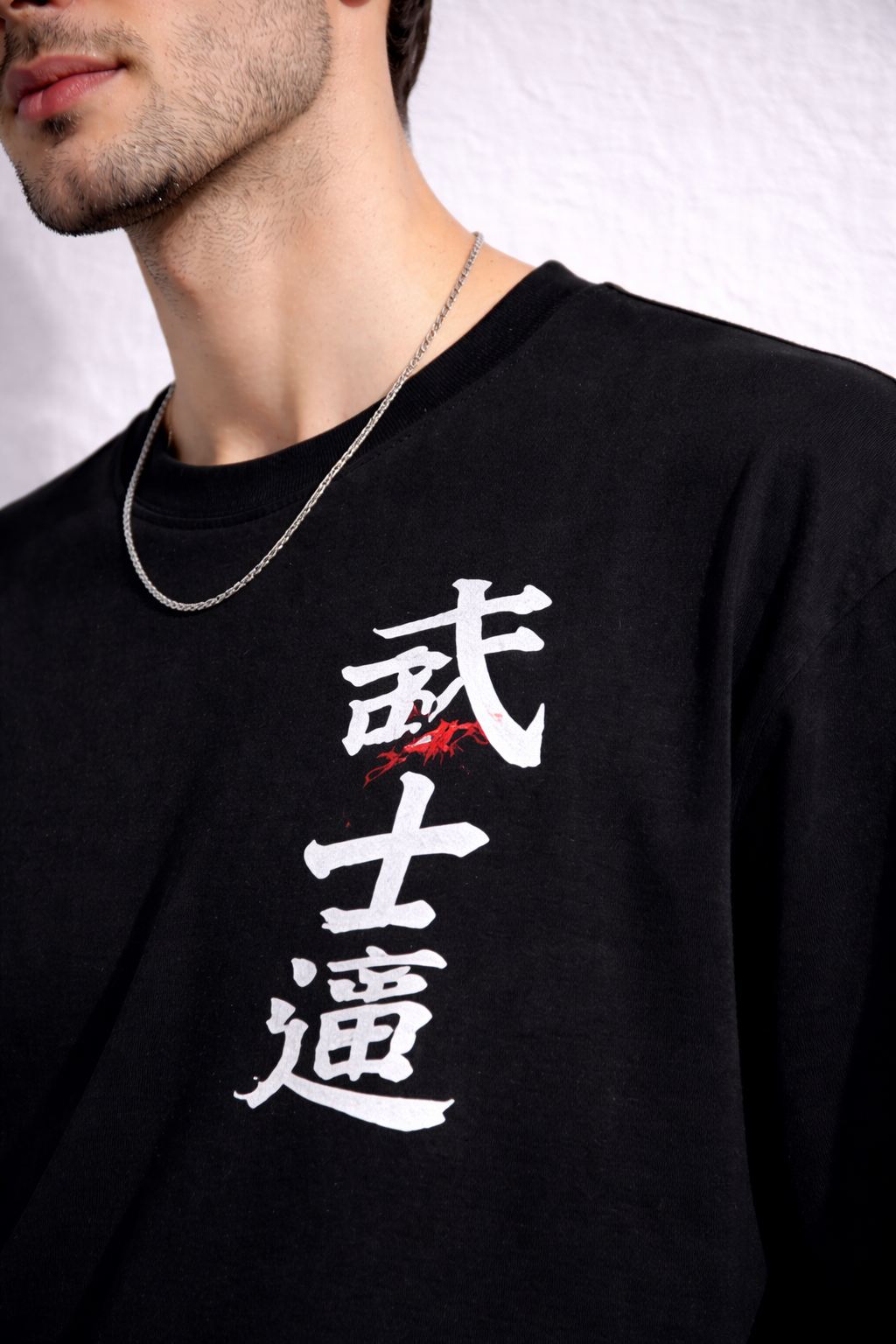 Black Drop Shoulder DTF Printed  T-Shirt For Boys & Mens