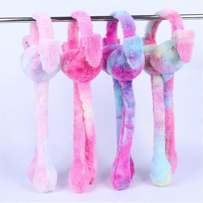 Kids Winter Earmuffs – Chu Chu Sounds Moving Bunny Ear Muffs for Winter – Soft Warm Plush Faux Fur Ear Warmers for Kids, Girls & Boys – Rabbit Ear Headband (Multicolor)