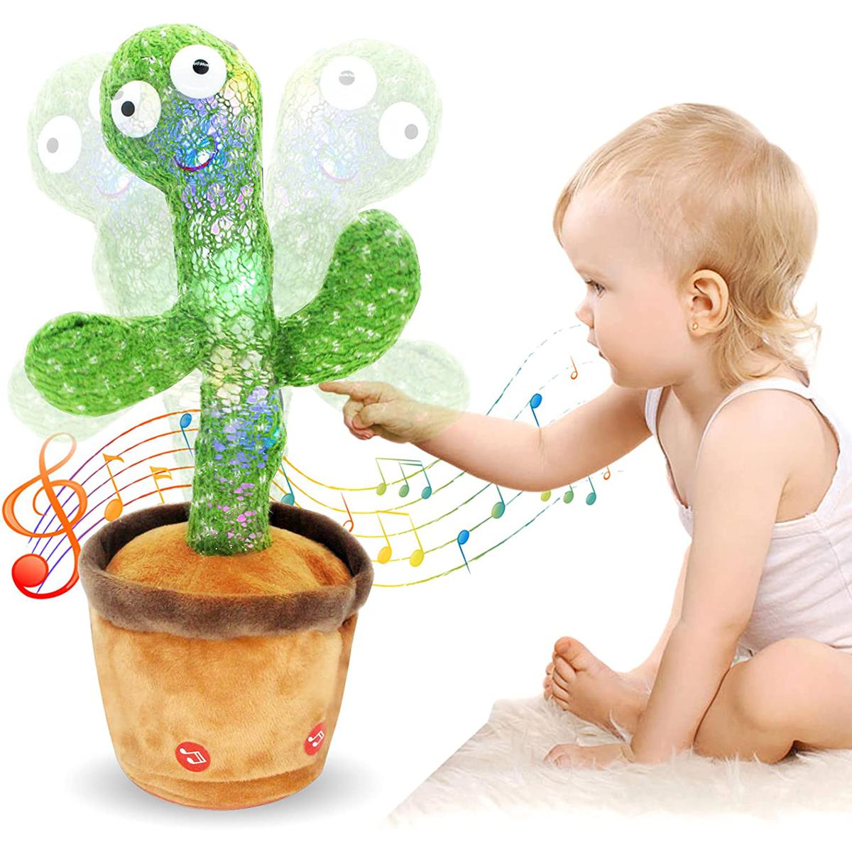 Dancing Cactus Plush Toy, Electronic Shaking Cactus Singing Shaking Recording Plant Lovely Plush Stuffed with Music  for Kids Toddler Gifts For Home Decoration.