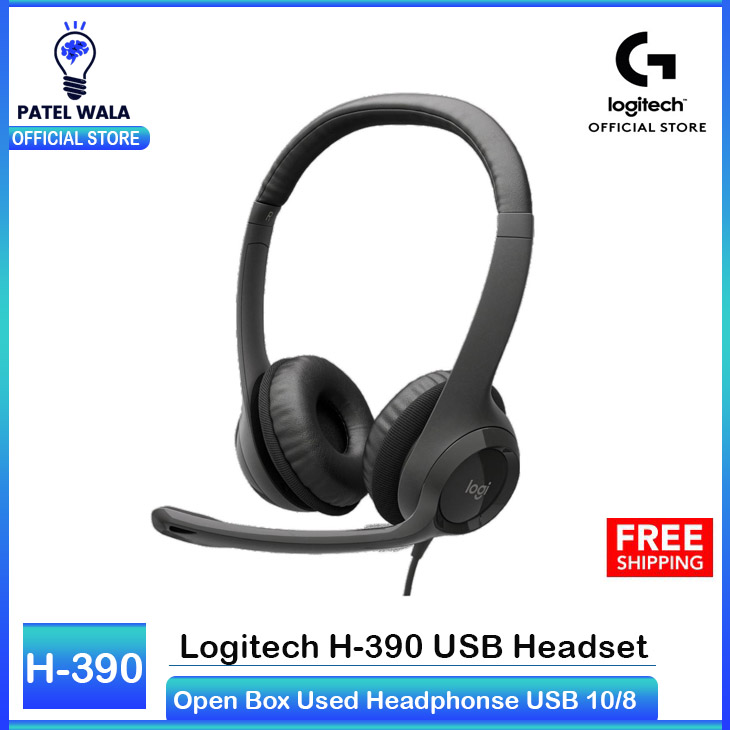 ( Branded Without Box ) H390 Wired Headset, Stereo Headphones with Noise-Cancelling Microphone, USB, In-Line Controls, PC/Mac/Laptop - Black USB Headset / Headphone with Noise Cancelling Mic ( H390, H340 H111 H110 ) )