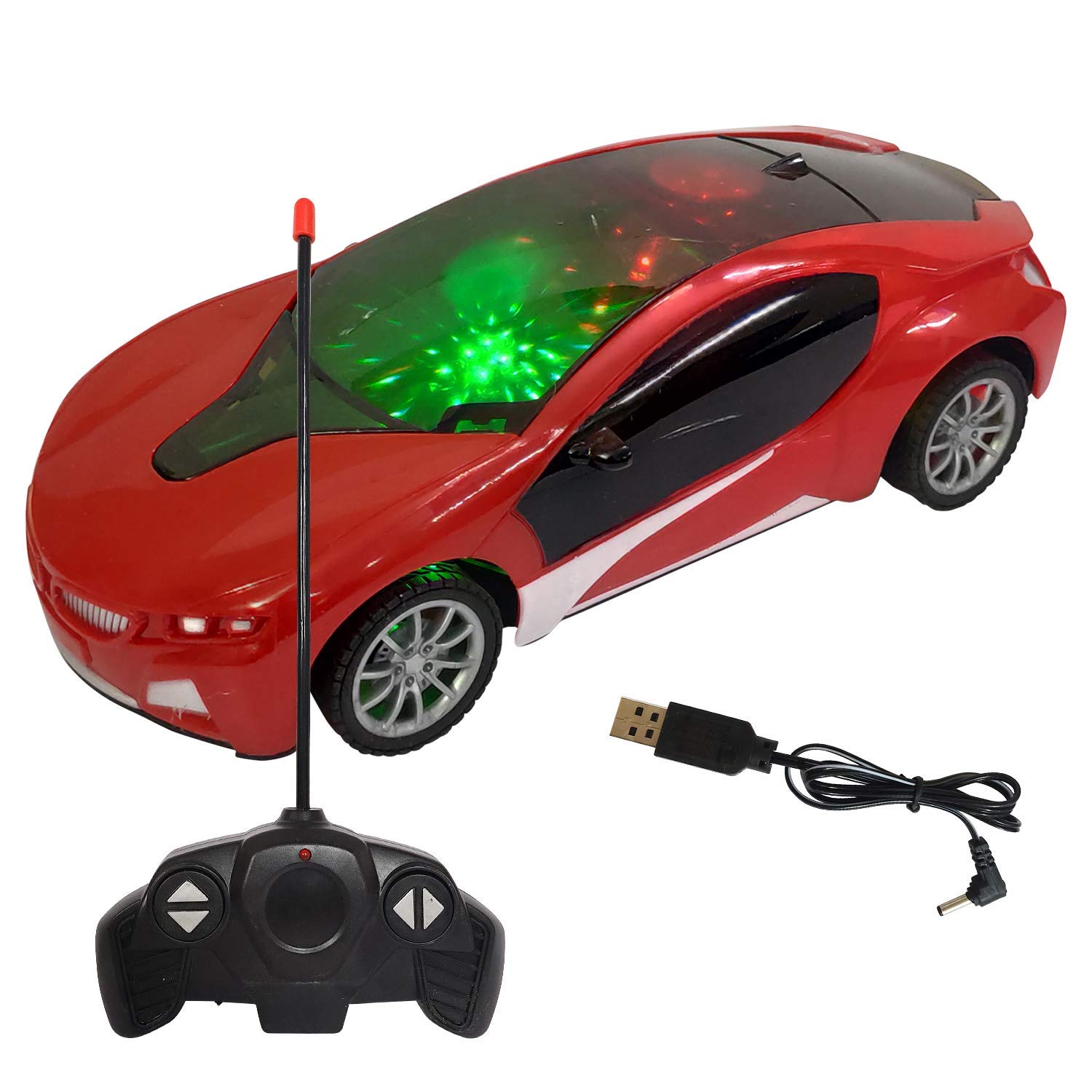 Rechargeable Remote Control High Speed 3D Famous Car with 3D Lights Full Functions Turns Left Right Forward And Reverse Wireless Remote High Speed For Kids 1:22 Scale