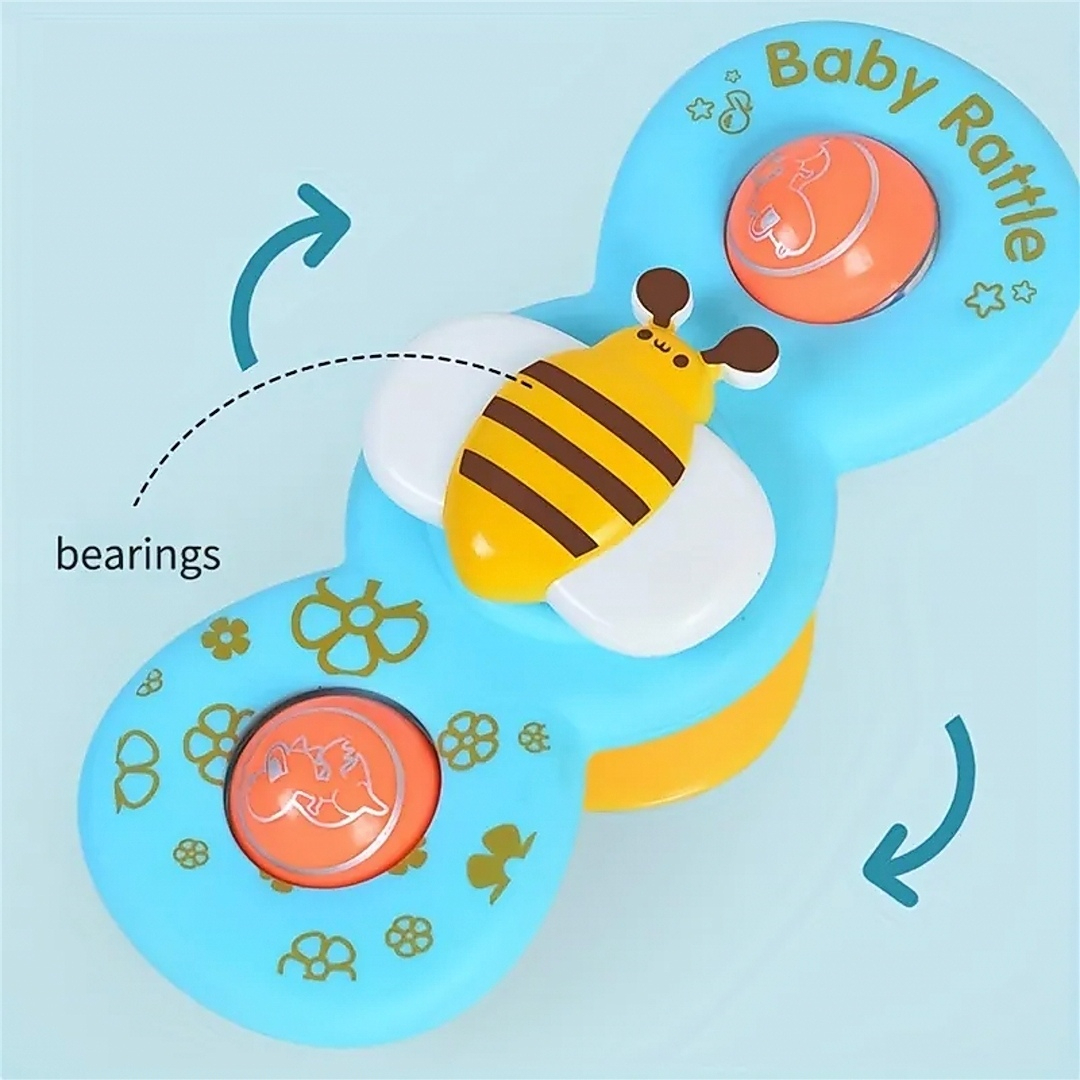 3 Pcs Baby Rattles Set, With Suction Cup Spinner Toy, Suitable For Travel, Dining Table & Bathroom