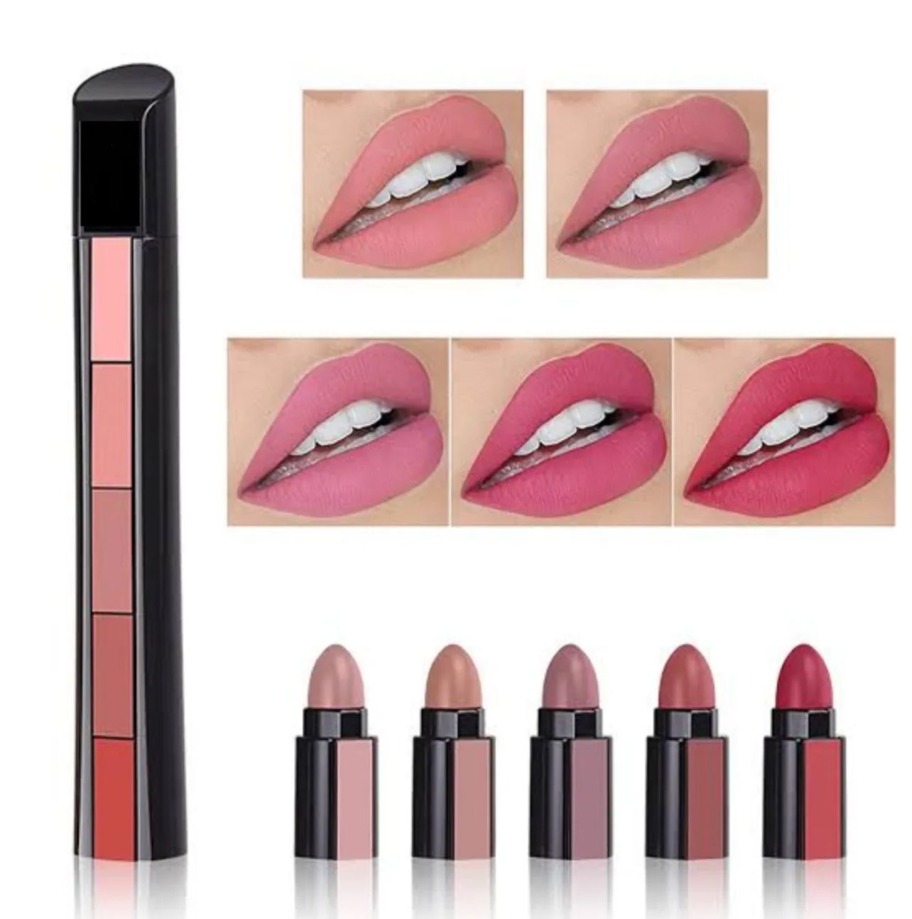 5 in 1 Matte Lipstick Long Lasting, Waterproof & Smooth Finish  Multi Shade Lipstick Set for All Skin Tones