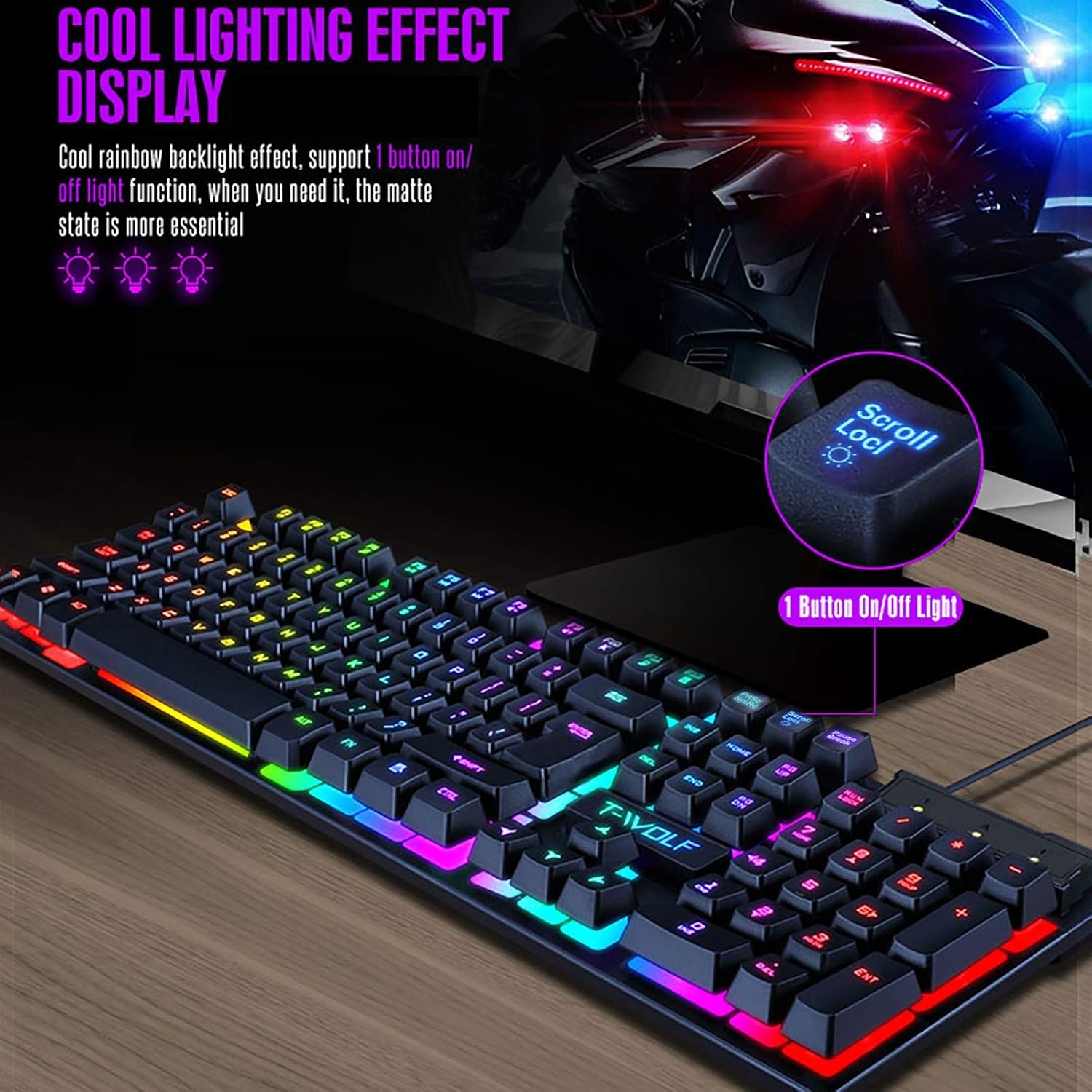 RGB Gaming Keyboard And Mouse And Headphone And Mousepad And Headphone Stand 4 In 1 Wired Combo 7 RGB Colors In Combo 4