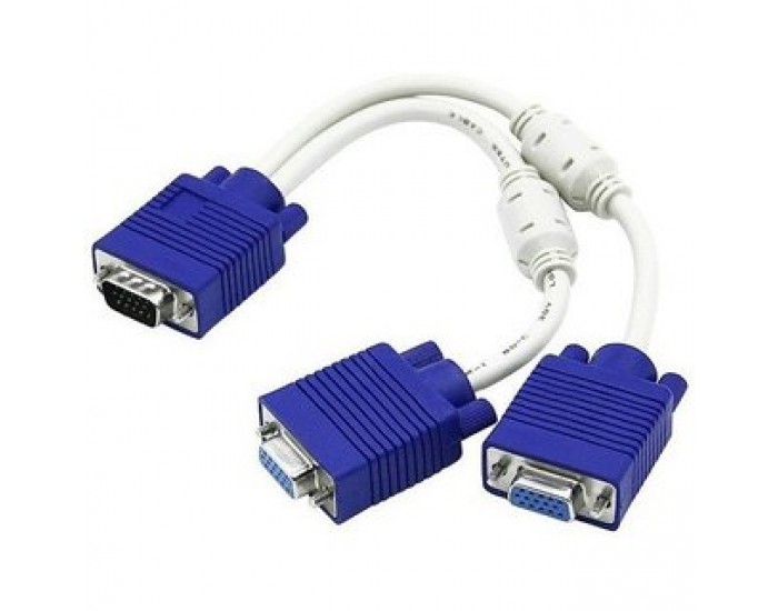 VGA Y Cable (1 Male VGA to 2 Female VGA Ports) - VGA Splitter Cable