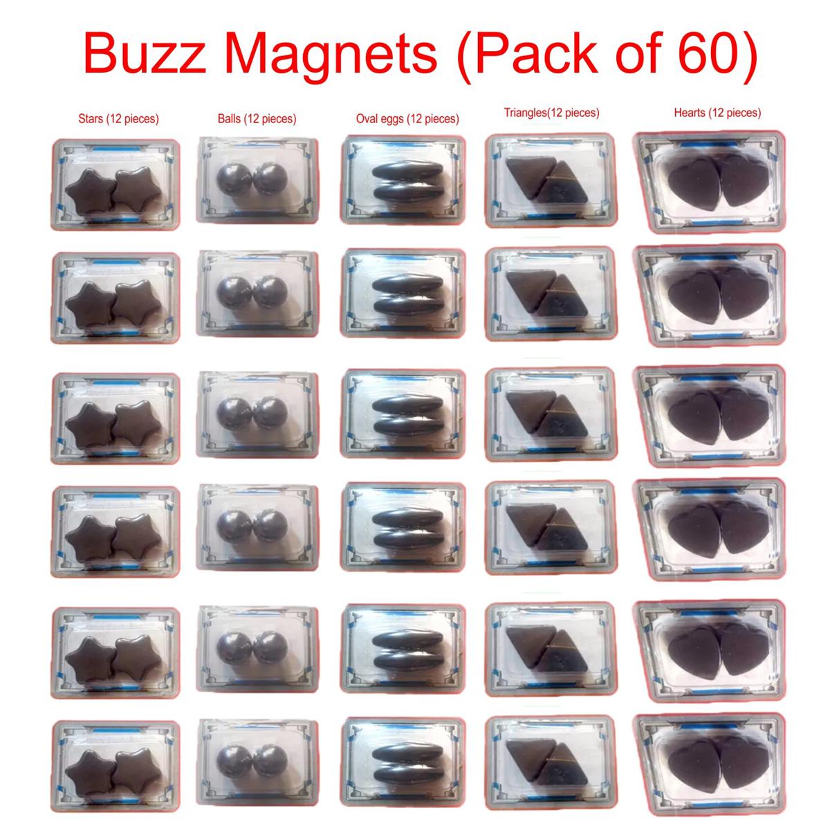 Pack of 60 Pcs (30-Sets)- Buzzing Magnet Toys for Kids -Random Shapes Buzz Magnets pieces Singing Buzzing Rattle Snake Magnet Toys Magnetic Toys