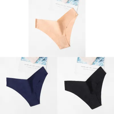 Warmsteps 3pcs/set Seamless Women's Panties Solid Color Silk Satin