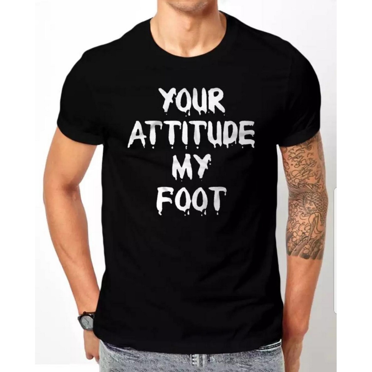 T Shirt For Boys Summer Cotton New Your Attitude My Foot Printed Shirt Cotton Fabric  T-Shirt
