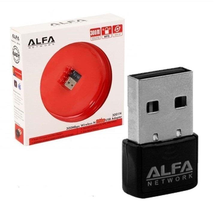 Alfa Wifi USB Adapter LAN Card 300 Mbps 3001 N With Driver CD for PC / Laptop-Black