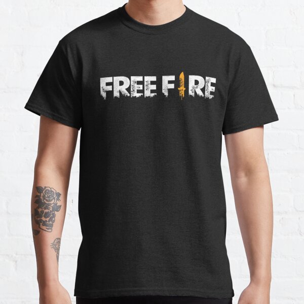 Free  fire T shirt for Man  Printed Summer collection Cotton Round Neck Half sleeve black