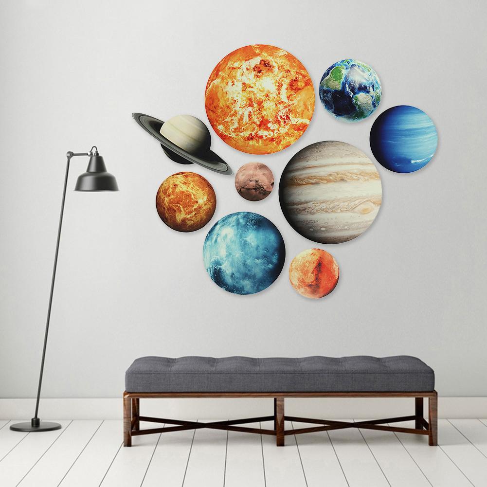 9pcs Glow In The Dark Solar System Planets Wall Stickers Decal