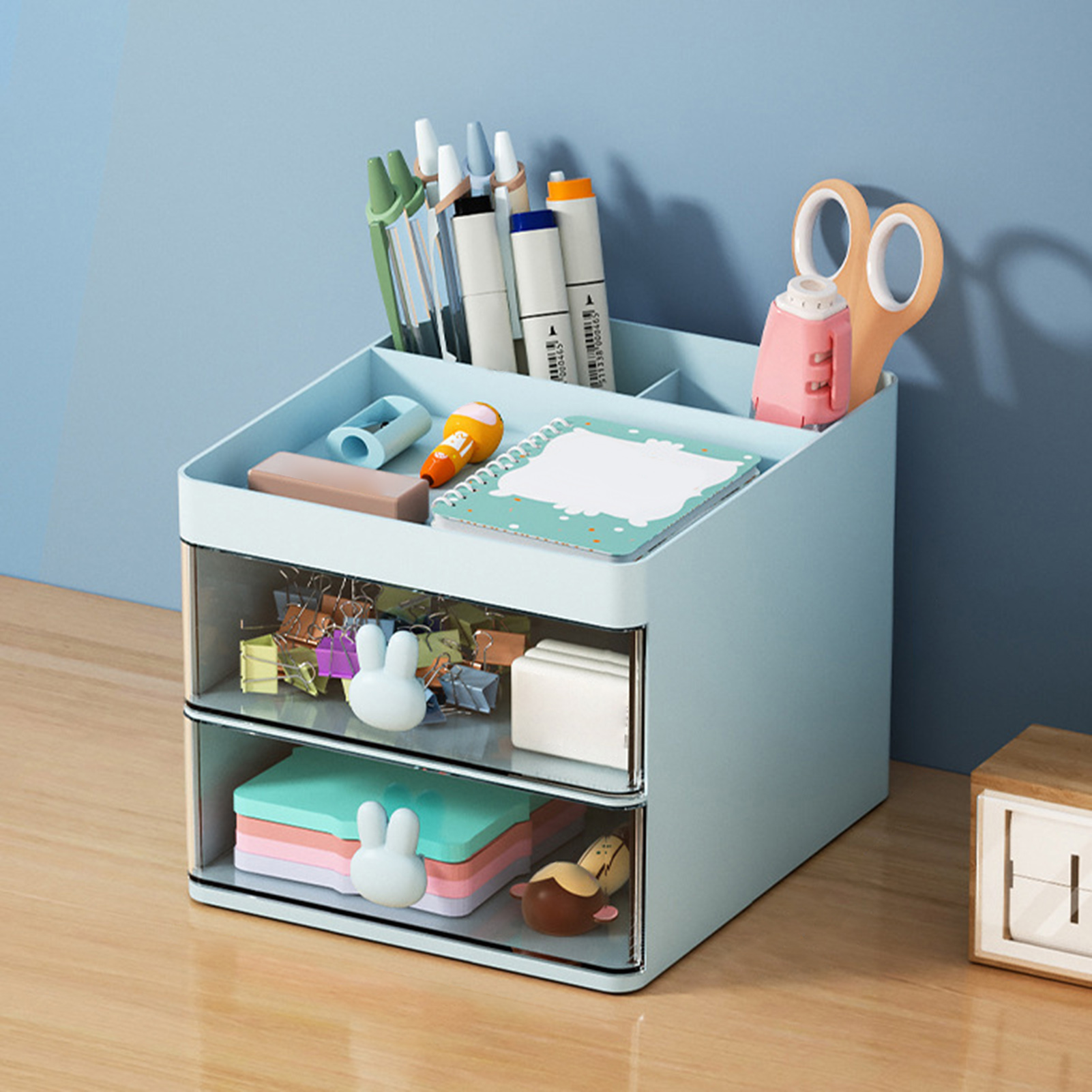 Stationery Container Multifunctional Desk Cosmetics Toiletry Organizer With Drawer