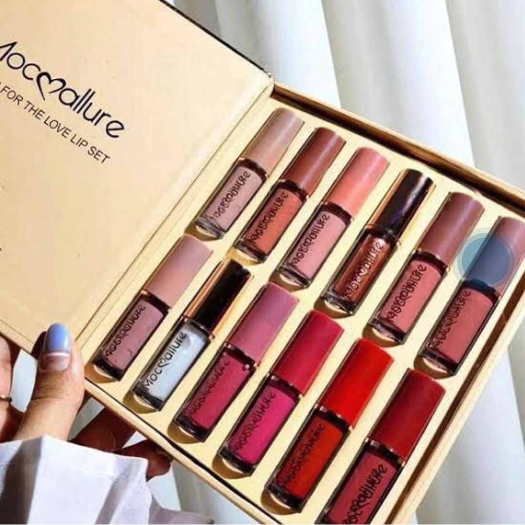 Mocallure Lip Gloss Book Kit | Lip Gloss Pack of 12 | Moisturizing & Shiny Lip Gloss | Matte Liquid Lipstick Set 2.5ml*12pcs