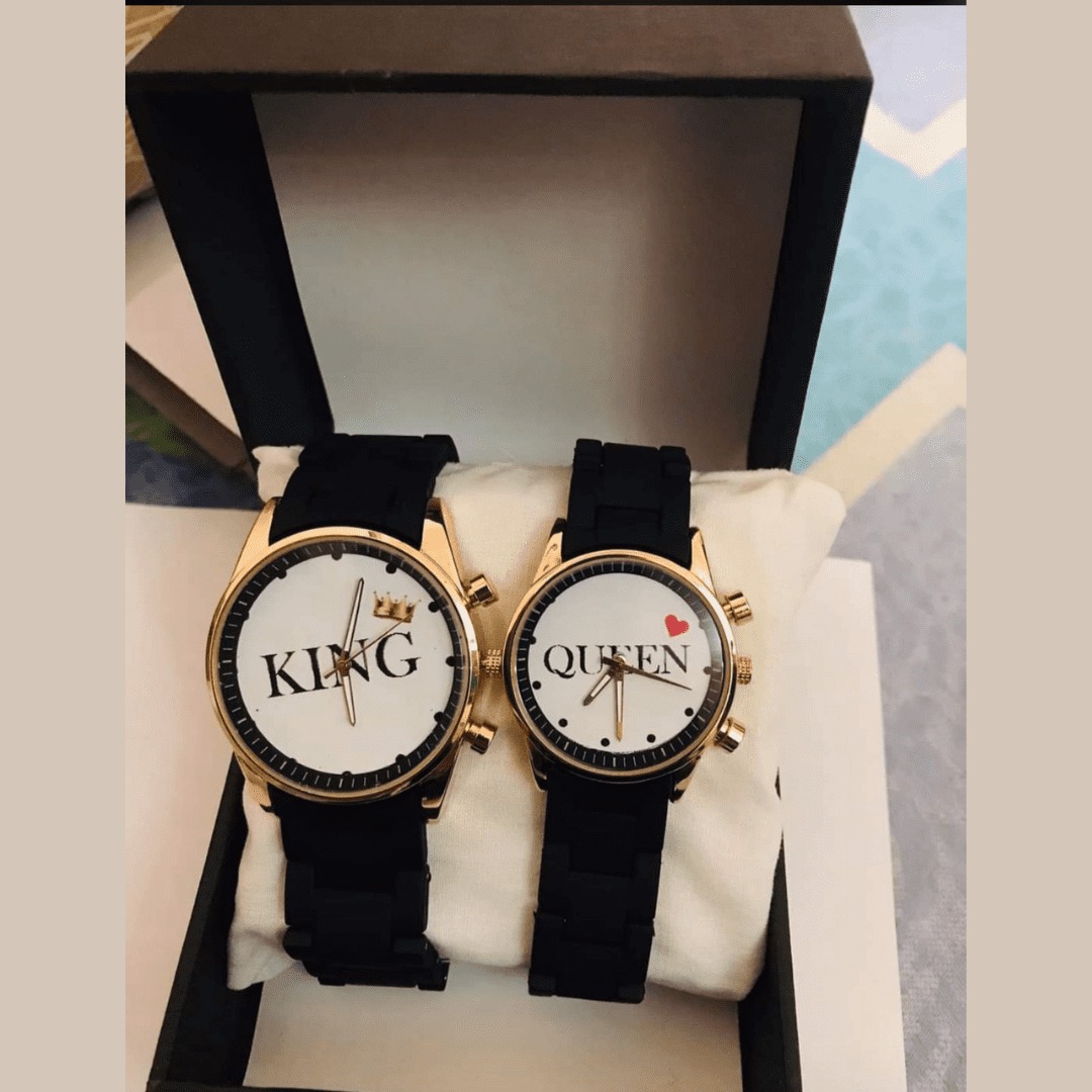 PACK OF 2 Customize Photo/Name Couple Watches - Stylish Luxury Matching Watch Set for Him & Her