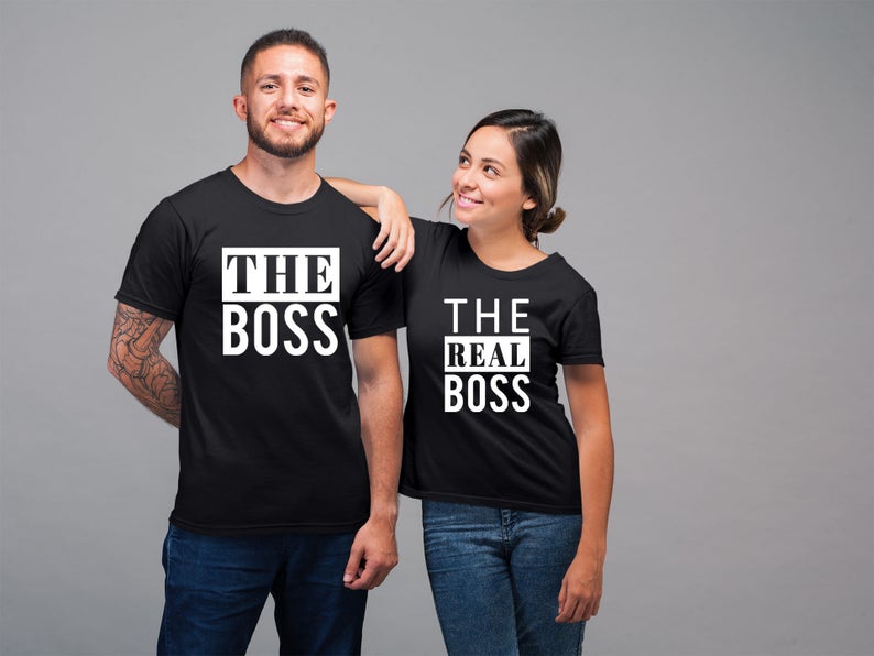 The Boss The Real Boss T Shirt Set Couple Matching T-shirt Valentines Day Gifts For Husband And Wife -pack Of 2 T Shirts