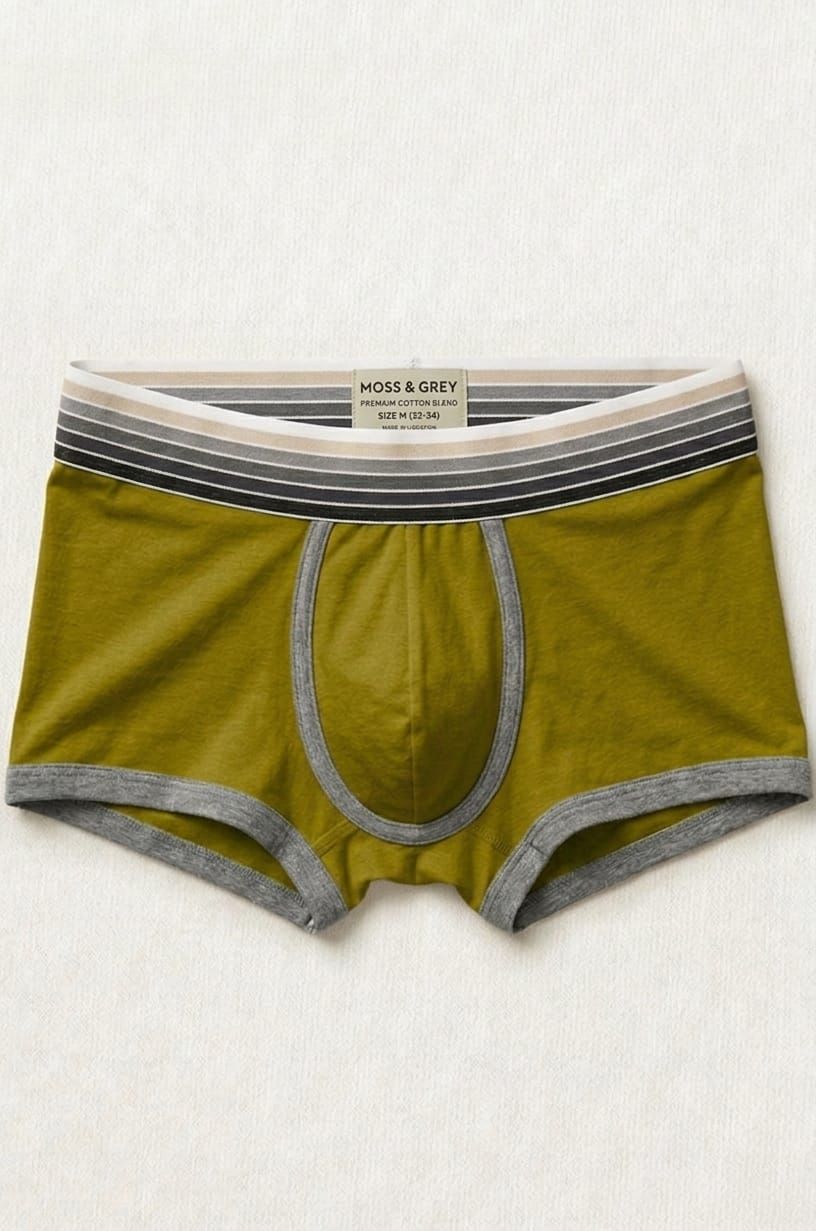 Premium Cotton-Blend Men’s Trunks Boxer Underwear| Ultra-Soft Breathable Cotton Trunks with Contrast Piping & Striped Waistband