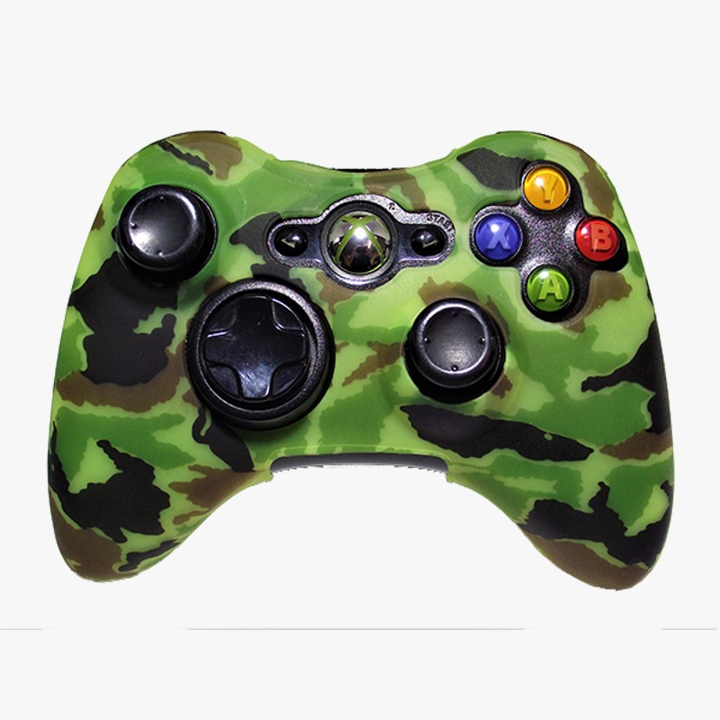 Silicone Cover Case Skin for Xbox 360 Controller Camo+Black