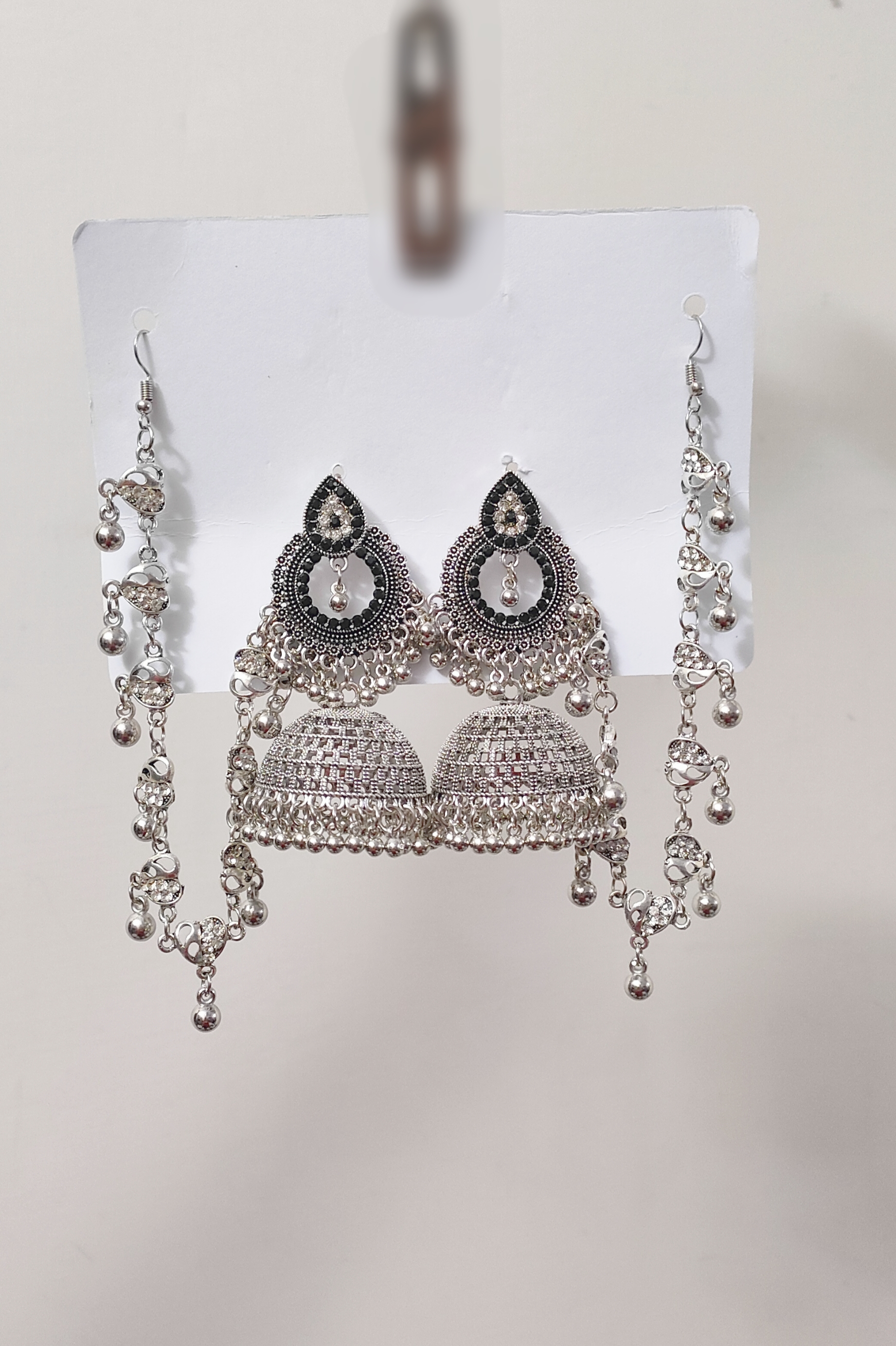 Jhumka Rhinestone Beautiful Peach Golden Rhinestone Jhumka Bali with Pearls Sahara for ...
