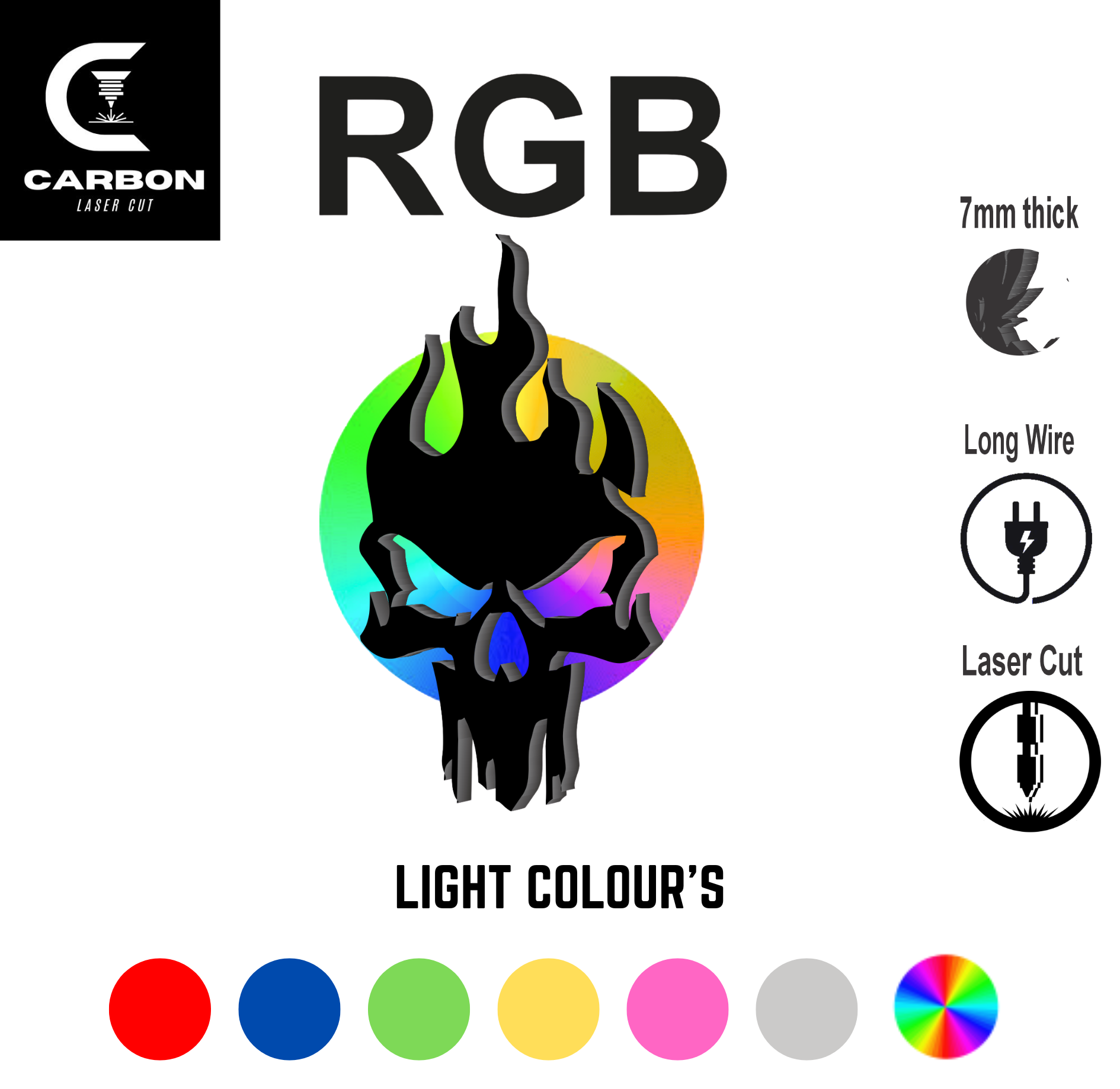 LED Wall Light RGB Skull Design Sconce with Long Wire and Laser Cut for Gaming Room Decor