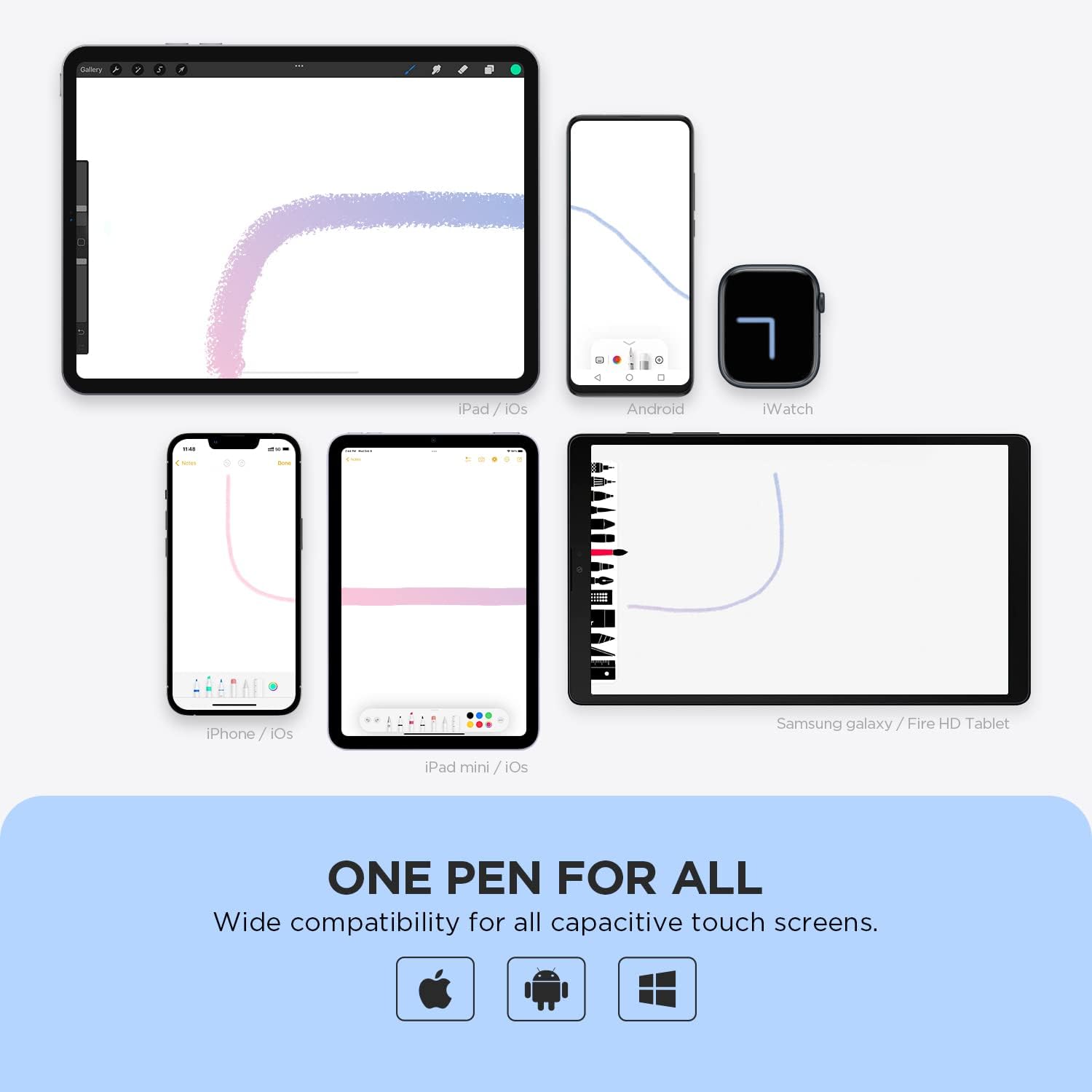 3 in 1 Universal Stylus Pen For Touch Screens - Metal Stylus Pencil One Pro With Flexible Multi Functional Transparent Disc For Writing & Drawing & Navigation Without Any Delay - Compatible With Android,Tablet & Touch Laptops - White