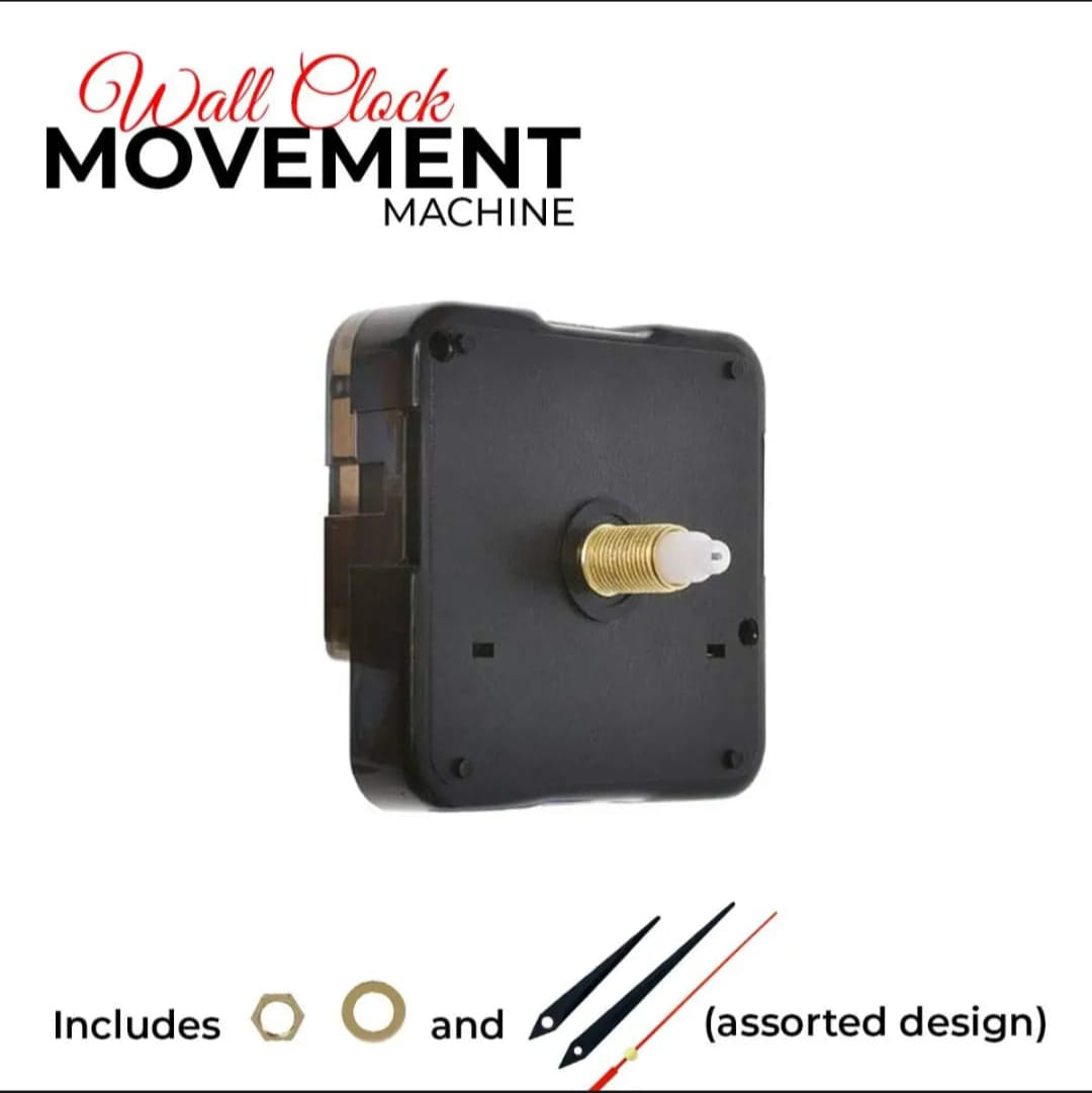 Wall Clock Replacement Machine (Movement-tik tik)  (Glowing Digits) (28MM LONG Neck) (12 inch Needles) ( Sea Rose Smooth)