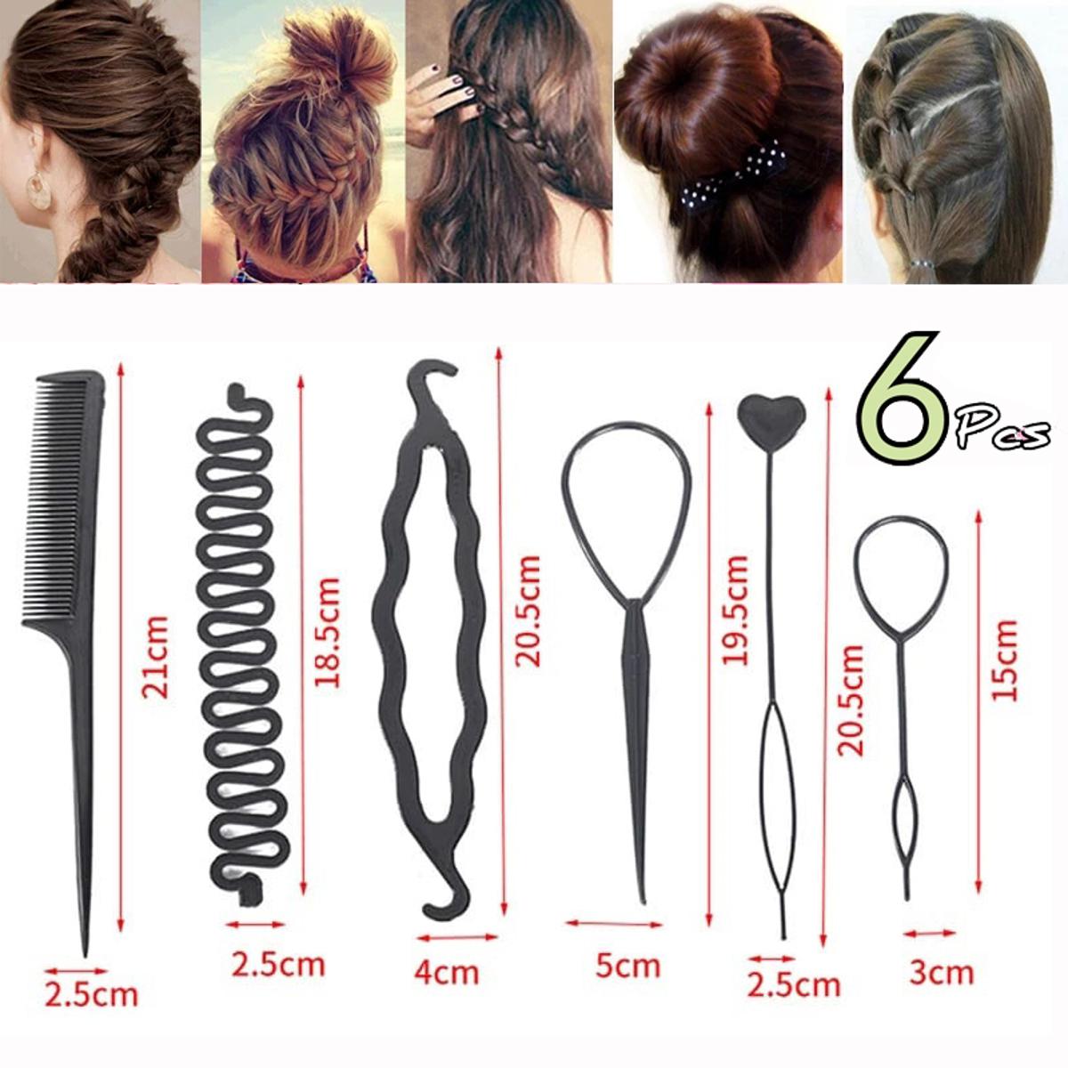 6-Piece Hair Braiding Tools Set – Includes Pull Hair Dispenser and Fashion Hair Combs