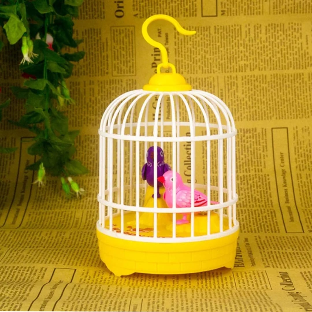 Interactive Singing Birds Cage with Voice Control Light & Sounds, Educational Electronic Pet Toy for Kids, New - Multicolor