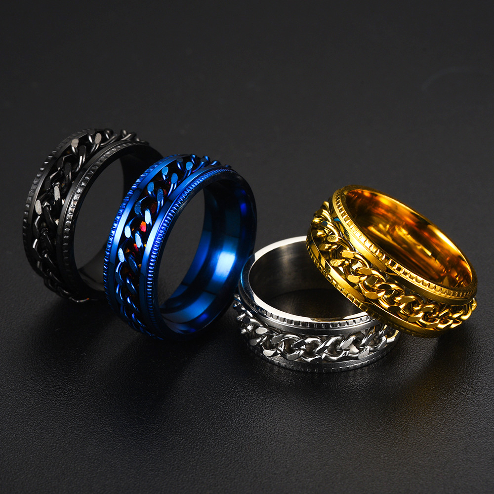 1PS/ VIRSL PLATIMIUM SPINNER RING FOR MENAND BOY -FASHION HIGH QUALITY (BLACK) SPPINER RINGS FOR MEN AND BOYS EID SpECIAL