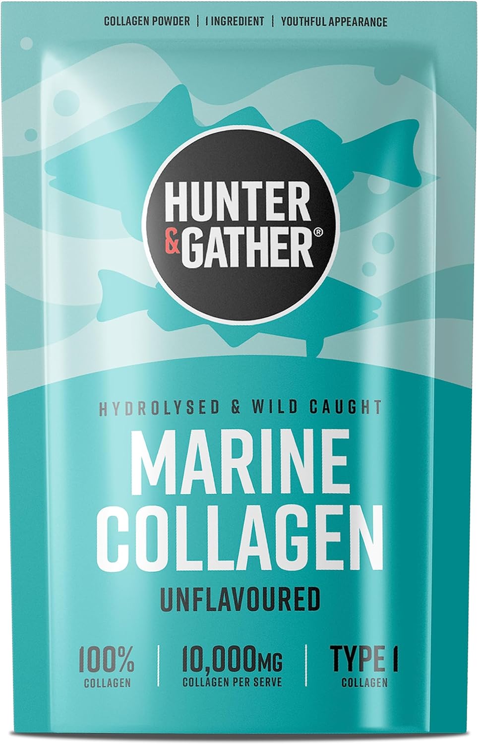 Hunter & Gather Marine Collagen Powder 300g | Pure Unflavoured Premium Hydrolysed Wild Caught Marine Collagen Peptides Powder for Hair Skin Nails Muscles | Collagen Supplements for Women and Men