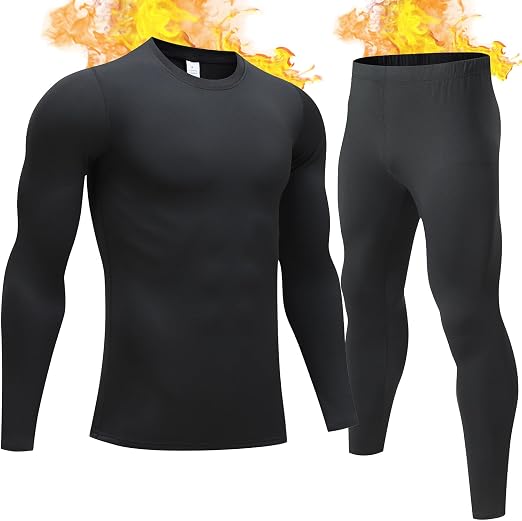 Thermal set for men Underwear Set Fleece Lined Base Layer Long Sleeve Top & Bottom for Winter Warmth | Bayt al Riyas