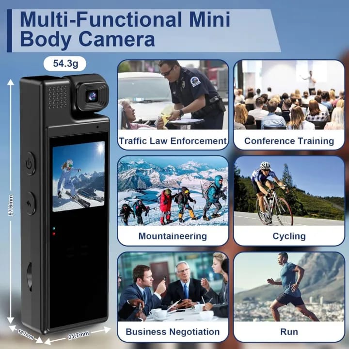 Mini WiFi Body Camera 4k Resolution | Wearable Night Vision Video Recorder | Compact Bodycam for Security, Law Enforcement, Office & Travel | Portable Action Camera for Sports, YouTube, Vlogging & Personal Safety