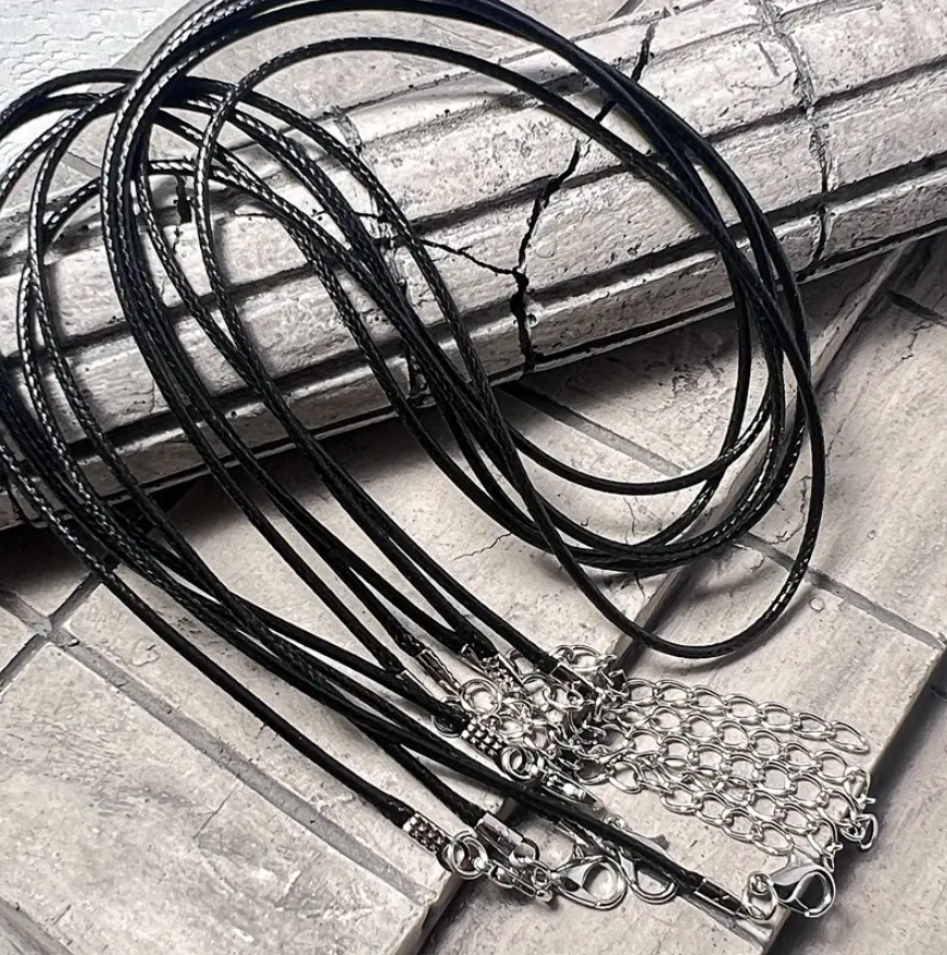 18'' Black Silk Necklace Cord Chain Cotton Rope with Clasp 2.0mm (5Pcs)