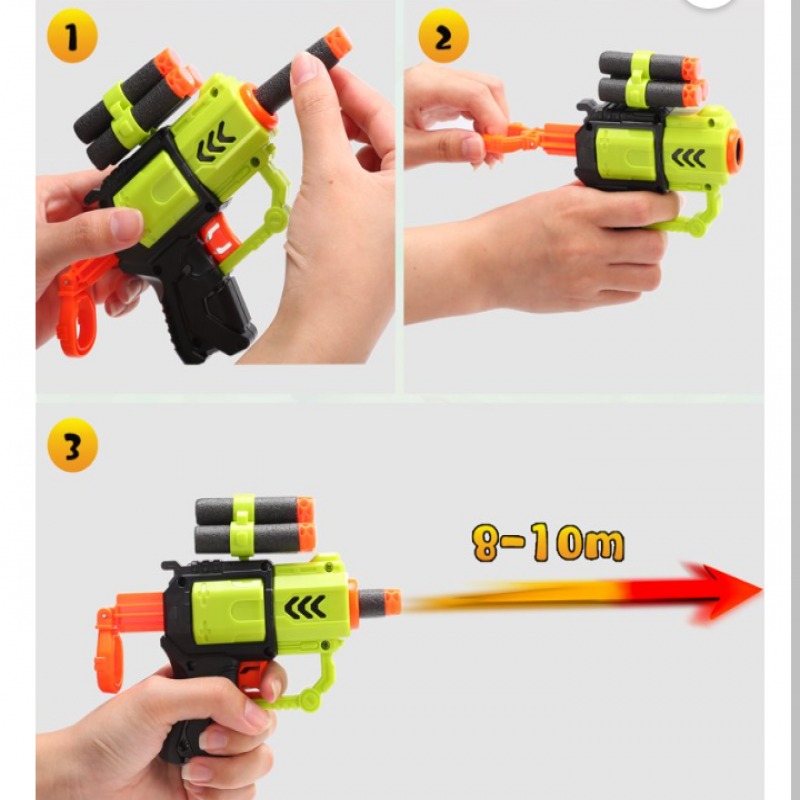 Soft Bullets Toy Pistol With Jump Ejecting Mag Foam Blaster With 4 Pcs Eva Darts