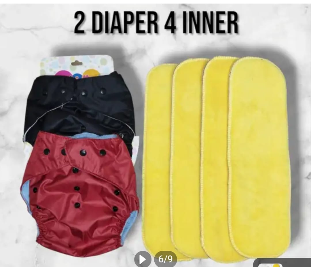 Adjustable Cotton Blend Cloth Diaper with Double Gussets and Removable Inserts for 0-8 Years - Unisex, Multi-Size