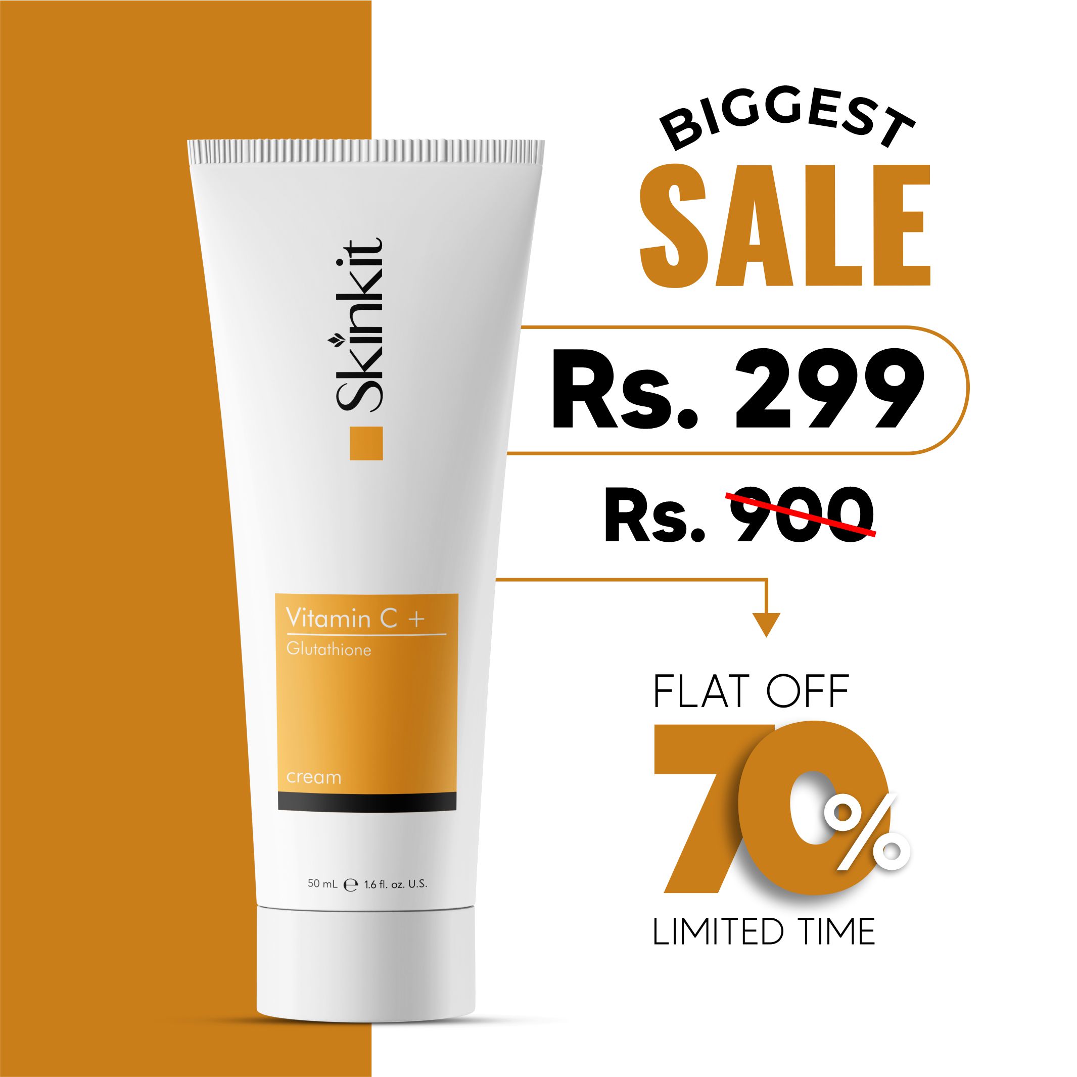 Skin Kit Vitamin C & Gluta Glow Cream with Alpha Arbutin & Niacinamide | Brightening, Whitening & Dark Spot Removal Cream | Glow & Hydration Face Cream for Men & Women