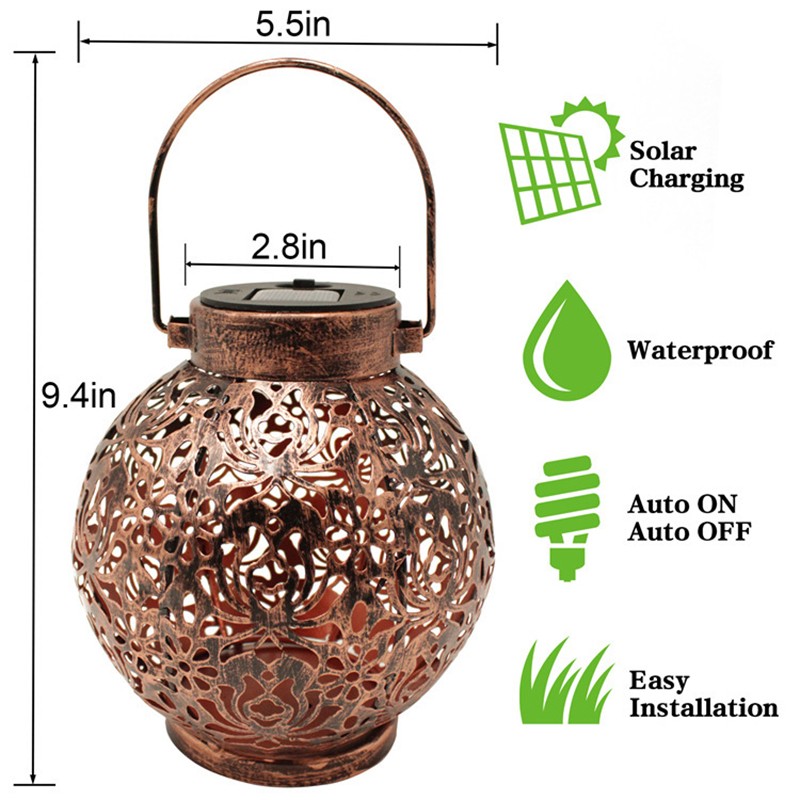 Th Solar Lanterns Outdoor, Metal Hanging Garden Lights With Vintage ...