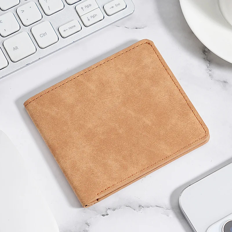 Slim Short Wallet for Men | Minimalist Leather Card Holder with ID Window & Cash Slot