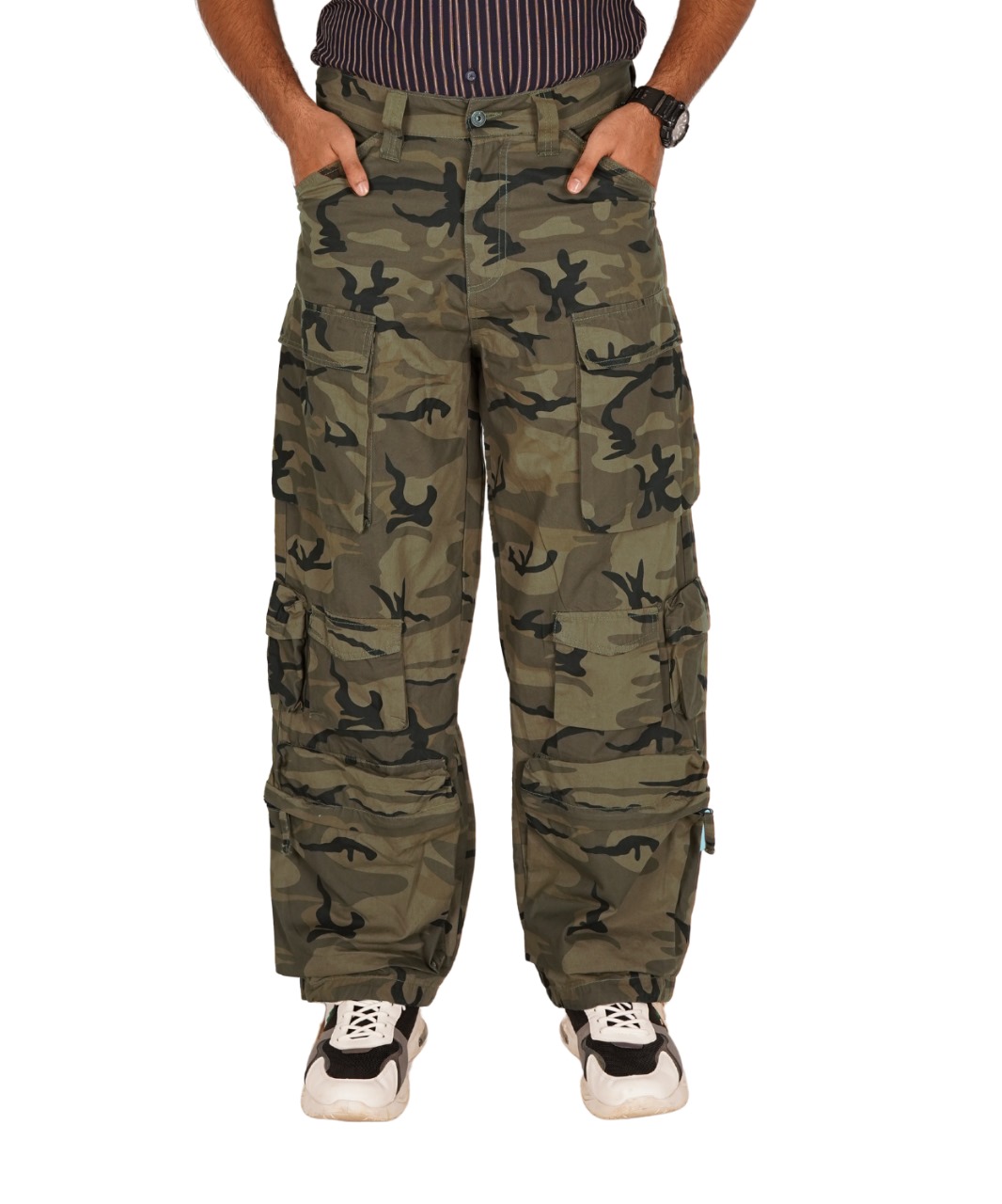 Charbonnier Cargo pants multi-pocket leggings baggy men's straight-leg casual outdoor trouser